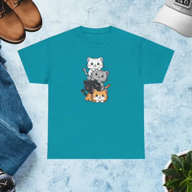 Cute Kittens Unisex Heavy Cotton Tee - Tropical Blue / s T-shirt