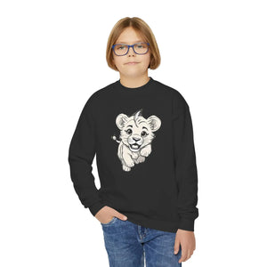 Cute Lion Youth Crewneck Sweatshirt - Cozy Fleece - Dipaliz - Sweatshirts - Xs