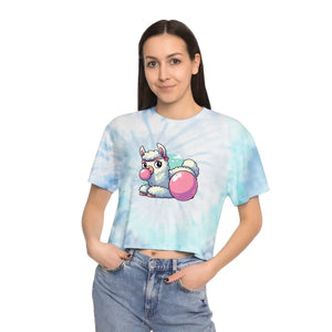 Llama Tie-dye Crop Tee - Cute Vibrant Style - Dipaliz - Lagoon / Xs - T-shirts