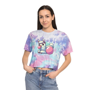 Cute Llama Tie-dye Crop Tee - Relaxed Festival Top - Dipaliz - T-shirts - Xs