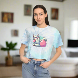 Cute Llama Tie-dye Crop Tee - Relaxed Festival Top - Dipaliz - T-shirts - Xs