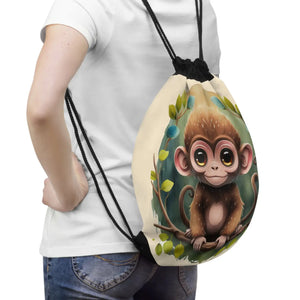 Cute Monkey Outdoor Drawstring Bag - Active Gym Style - Dipaliz - Backpacks