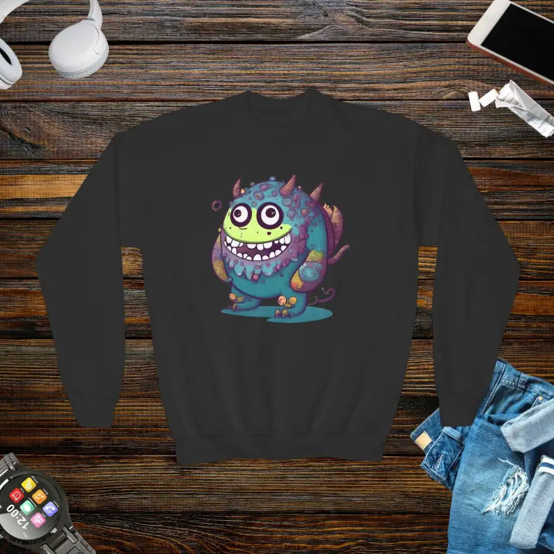 Cute Monster Youth Crewneck Sweatshirt - Cozy & Stylish! - Black / Xs Kids Clothes