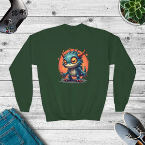 Cute Monster Youth Crewneck - Stylish Kids Sweatshirt - Dipaliz - Forest Green / Xs - Sweatshirts
