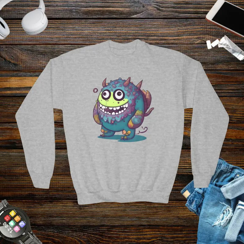 Cute Monster Youth Crewneck Sweatshirt - Cozy & Stylish! - Sport Grey / s Kids Clothes