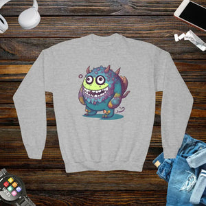 Youth Crewneck Sweatshirt - Cute Monster Cozy Style - Dipaliz - Sport Grey / s - Sweatshirts