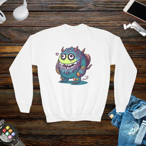 Youth Crewneck Sweatshirt - Cute Monster Cozy Style - Dipaliz - White / Xs - Sweatshirts