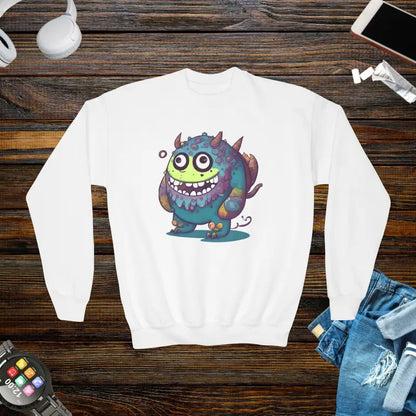 Cute Monster Youth Crewneck Sweatshirt - Cozy & Stylish! - White / Xs Kids Clothes