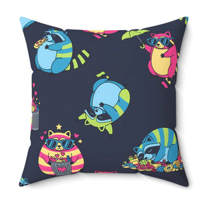 DipaliZ 28 inch square neon raccoon pillow, the largest size offered