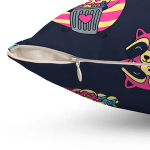 DipaliZ neon raccoon cushion shown at 24 inches square