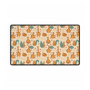 Marmalade orange cat detail with simple black line work, DipaliZ desk mat