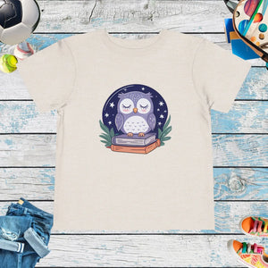 Cute Owl Toddler Short Sleeve Tee - Book Lovers - Dipaliz - T-shirts - 2t