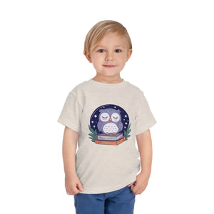 Cute Owl Toddler Short Sleeve Tee - Book Lovers - Dipaliz - T-shirts - 2t