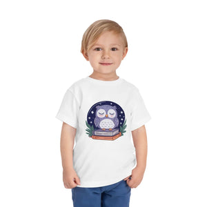 Cute Owl Toddler Short Sleeve Tee - Book Lovers - Dipaliz - T-shirts - 2t