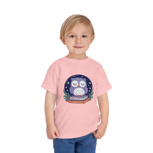 Cute Owl Toddler Short Sleeve Tee - Book Lovers - Dipaliz - T-shirts - 2t