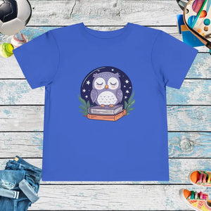 Cute Owl Toddler Short Sleeve Tee for Book Lovers - Dipaliz - True Royal / 2t - T-shirts