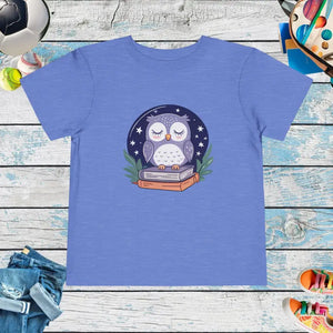 Cute Owl Toddler Short Sleeve Tee for Book Lovers - Dipaliz - Heather Columbia Blue / 2t - T-shirts