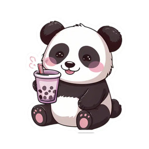 Panda Bubble Tea Sticker - Cute Colorful Fun Art - Dipaliz - 4’’ × / White - Decorative Stickers