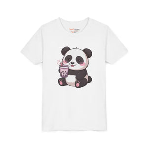 Panda Bubble Tea Youth Tee - Cute Animal Graphic Shirt - Dipaliz - T-shirts