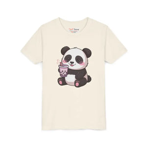 Panda Bubble Tea Youth Tee - Cute Animal Graphic Shirt - Dipaliz - T-shirts