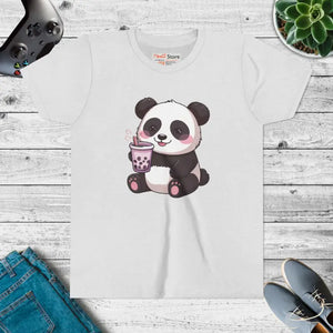 Panda Bubble Tea Youth Tee - Cute Animal Graphic Shirt - Dipaliz - s / Ash - T-shirts