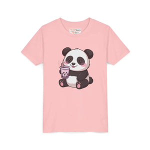 Cute Panda Bubble Tea Youth Tee - Soft Cotton Kids - Dipaliz - T-shirts - s
