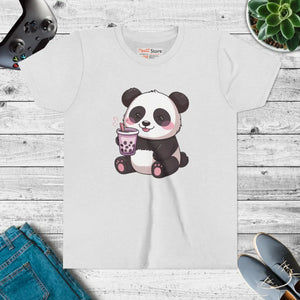 Cute Panda Bubble Tea Youth Tee - Soft Cotton Kids - Dipaliz - T-shirts - s