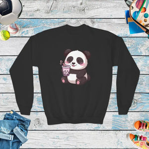 Panda Youth Sweatshirt - Cute Crewneck Design - Dipaliz - Black / Xs - Sweatshirts