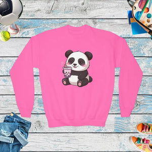 Panda Youth Sweatshirt - Cute Crewneck Design - Dipaliz - Safety Pink / Xs - Sweatshirts