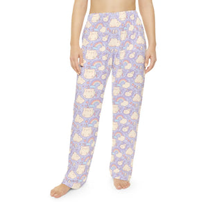 Cute Rainbow Cat Pajama Pants - Pastel Soft Poly - Dipaliz - Pajamas