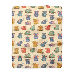 Powder blue, dusty mint and pale blush palette of the DipaliZ elephant blanket