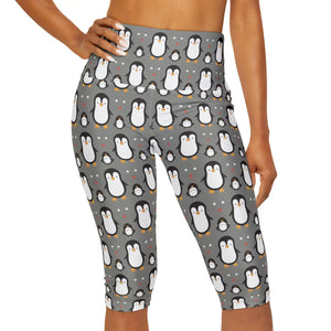 Chic Cute Penguins Yoga Capri Leggings - Activewear - Dipaliz