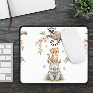 Cute Safari Stack Gaming Mouse Pad - Rhino Leopard Lemur Desk - Dipaliz - Rectangle / 9’’ × 7’’ - Computer Accessories