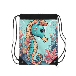 Cute Seahorse Drawstring Backpack - Adventure Ready Style - Dipaliz - one Size - Backpacks