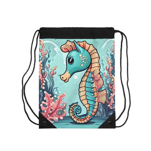 Cute Seahorse Drawstring Backpack - Adventure Ready Style - Dipaliz - one Size - Backpacks