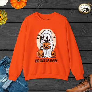 Ghost Sweatshirt Heavy Blend Crewneck too Cute to Spook - Dipaliz - s / Orange - Sweatshirts
