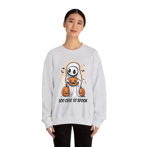 Ghost Sweatshirt Heavy Blend Crewneck too Cute to Spook - Dipaliz - Sweatshirts