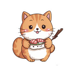 Cute Sushi Cat Kiss-cut Stickers - Quirky Feline Fun - Dipaliz - 4’’ × / White - Decorative