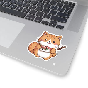 DipaliZ sushi cat kiss-cut vinyl sticker, cat drawn as nigiri