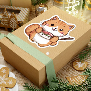 Cute Sushi Cat Kiss-cut Stickers - Quirky Feline Design - Dipaliz - Decorative