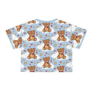 Crop Tee - Cute Teddy Bear Tee - All Over Print Style - Dipaliz