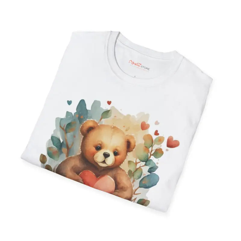 Unisex Softstyle T-shirt with Cute Teddy Bear Design - T-shirt