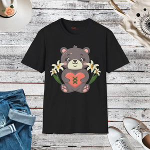 Cute Teddy Bear Softstyle t Shirt Heart Design - Dipaliz - Black / s - T-shirts
