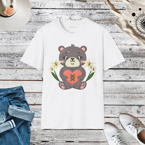 Cute Teddy Bear Softstyle t Shirt Heart Design - Dipaliz - White / s - T-shirts