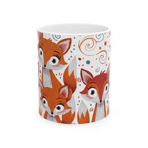 Cute Foxes Ceramic Mug - Eco-friendly White - Dipaliz - Mugs