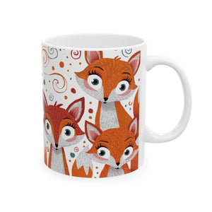 Cute Foxes Ceramic Mug - Eco-friendly White - Dipaliz - Mugs