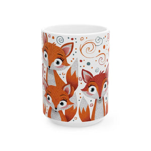 Cute Foxes Ceramic Mug - Eco-friendly White - Dipaliz - Mugs