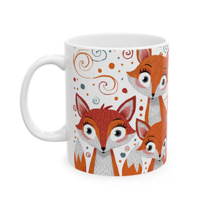 Cute Foxes Ceramic Mug - Eco-friendly White - Dipaliz - Mugs