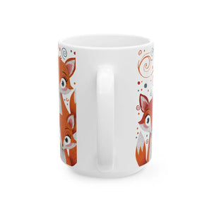 Cute Foxes Ceramic Mug - Eco-friendly White - Dipaliz - Mugs