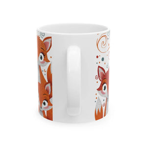 Cute Foxes Ceramic Mug - Eco-friendly White - Dipaliz - Mugs